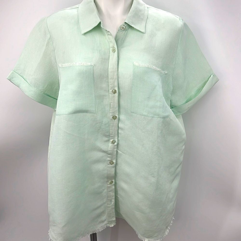 Show Me Your Mumu mint green linen blend XL top